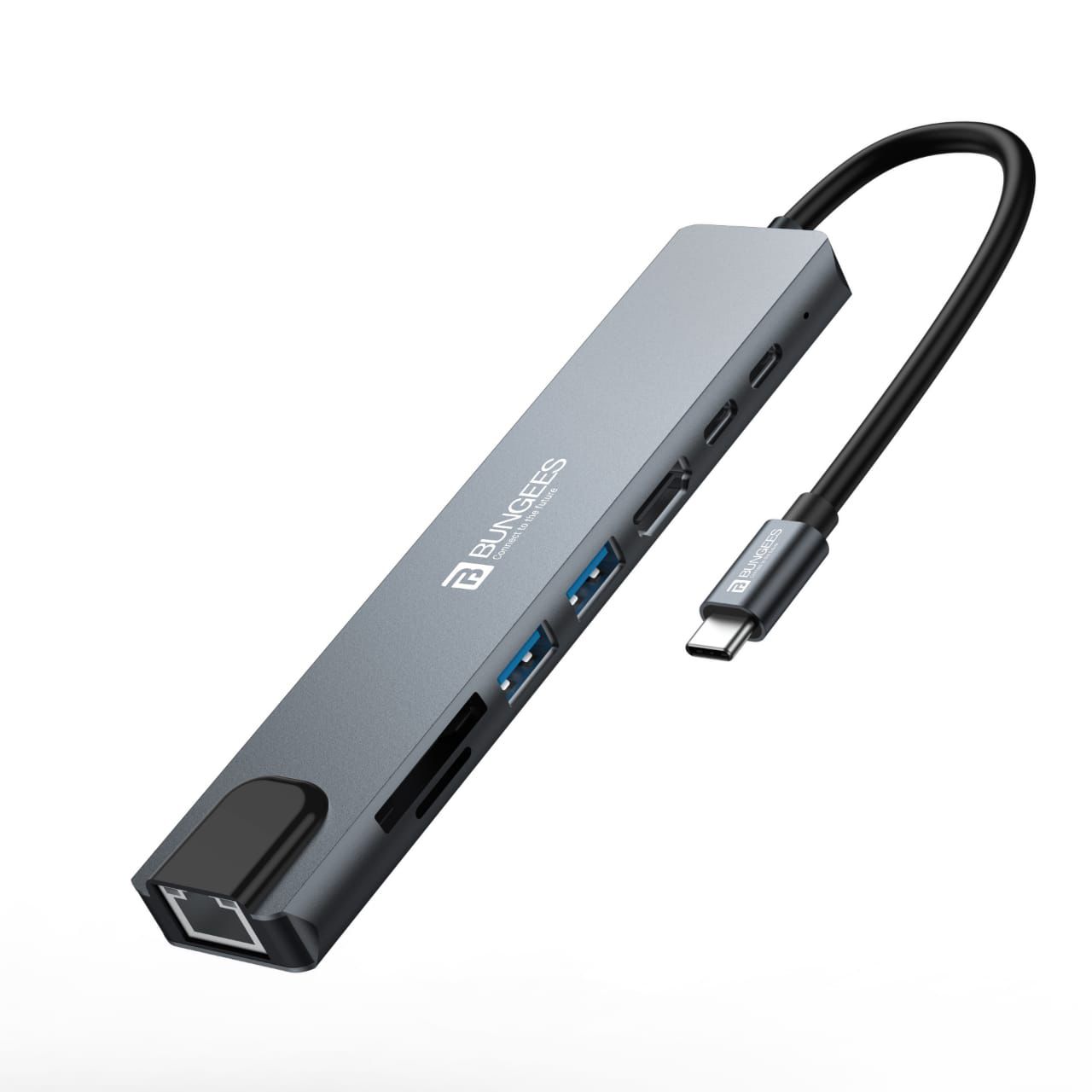 Bungees Type-C HUB Dock 8 in 1 (HDMI | USB | LAN | TF | SD CARD | TYPE-C) BN-DST801